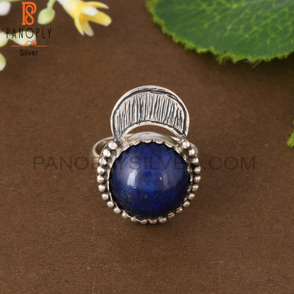 Lapis Round Shape 925 Sterling Silver Ring