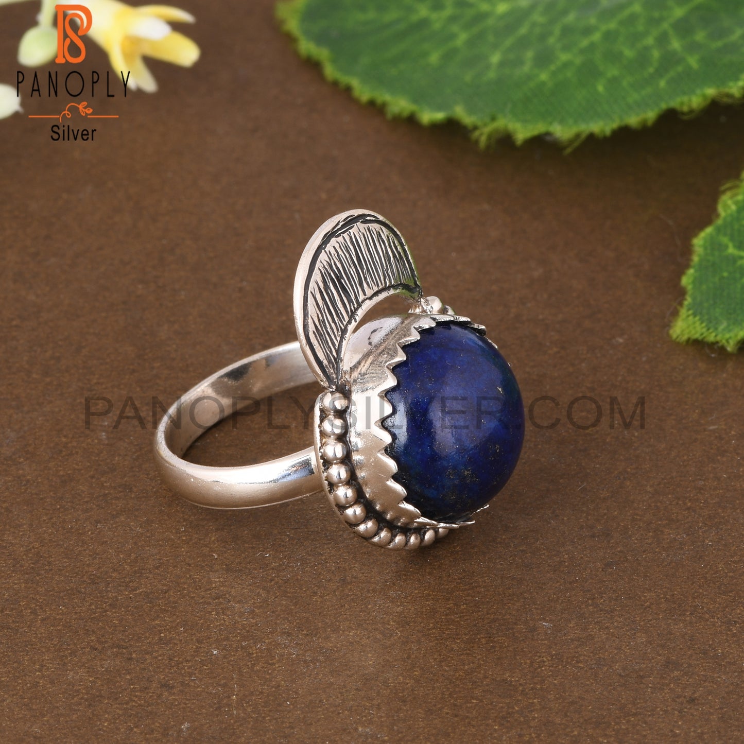 Lapis Round Shape 925 Sterling Silver Ring
