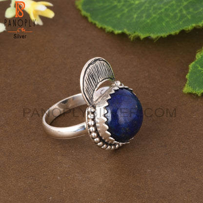 Lapis Round Shape 925 Sterling Silver Ring