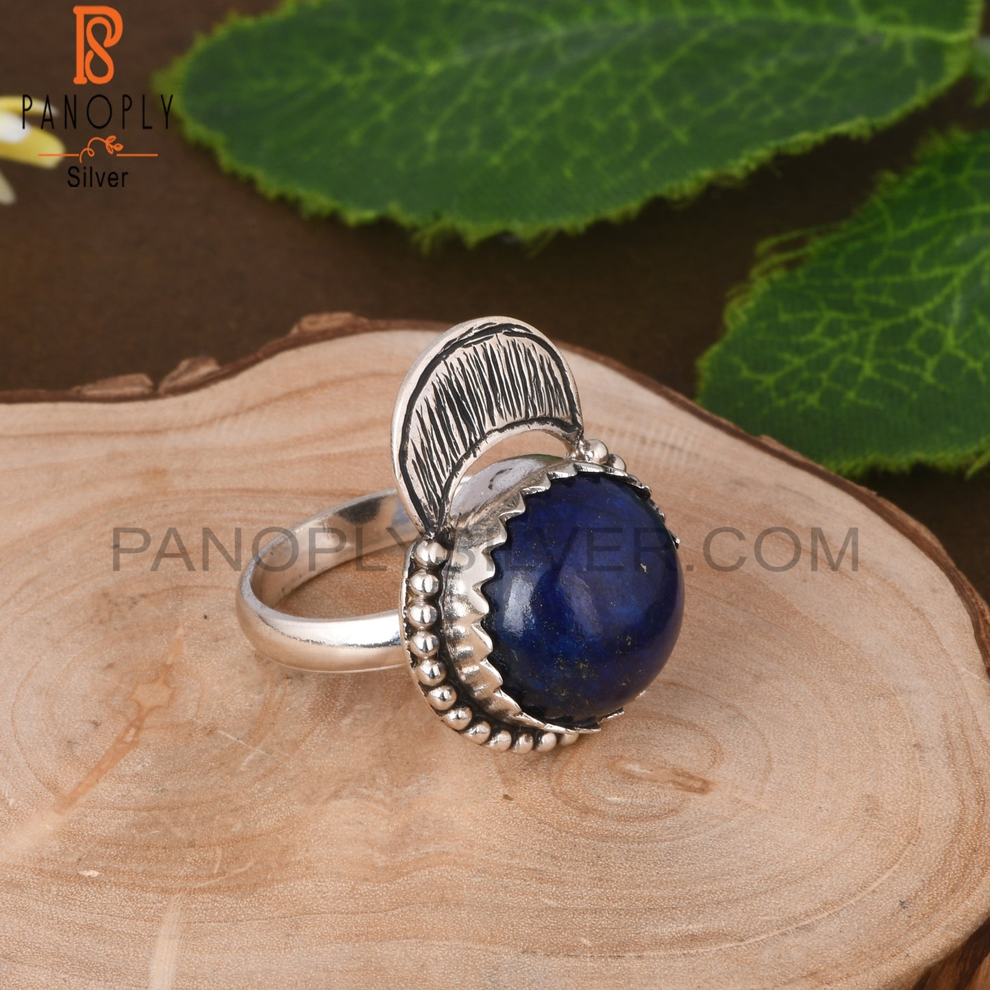 Lapis Round Shape 925 Sterling Silver Ring
