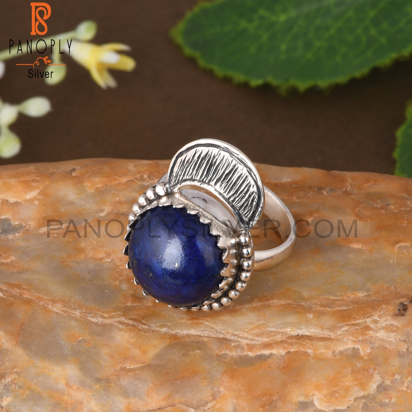 Lapis Round Shape 925 Sterling Silver Ring