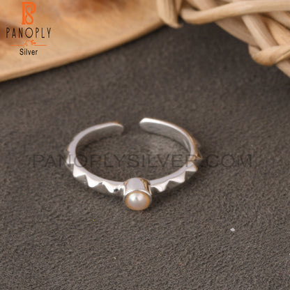 Pearl Round Shape 925 Sterling Silver Ring