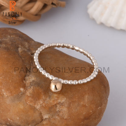 Gold Ball 925 Sterling Silver Stackable Ring