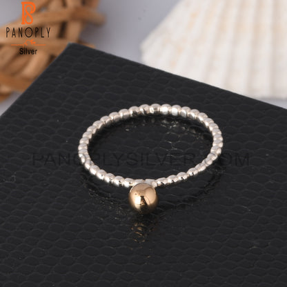 Gold Ball 925 Sterling Silver Stackable Ring