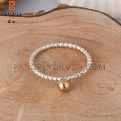 Gold Ball 925 Sterling Silver Stackable Ring