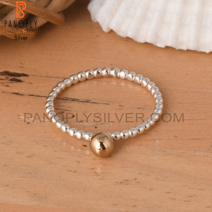 Gold Ball 925 Sterling Silver Stackable Ring