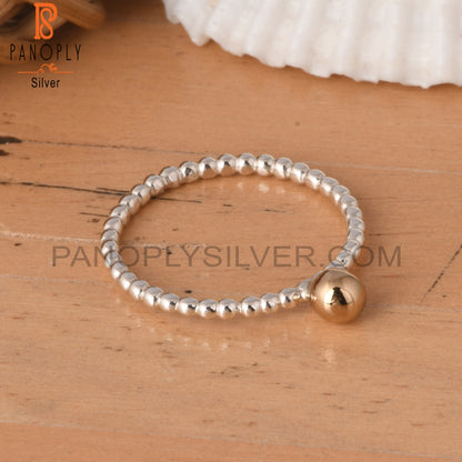 Gold Ball 925 Sterling Silver Stackable Ring