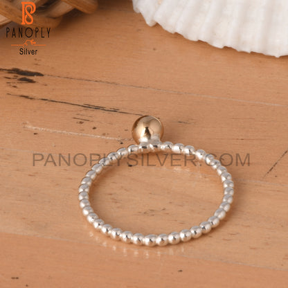 Gold Ball 925 Sterling Silver Stackable Ring