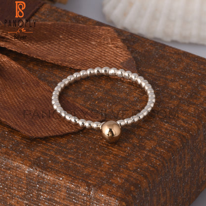 Gold Ball 925 Sterling Silver Stackable Ring