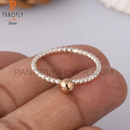 Gold Ball 925 Sterling Silver Stackable Ring