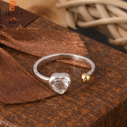 Crystal Quartz Heart Shape 925 Sterling Silver Ring