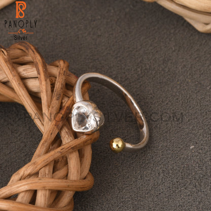 Crystal Quartz Heart Shape 925 Sterling Silver Ring