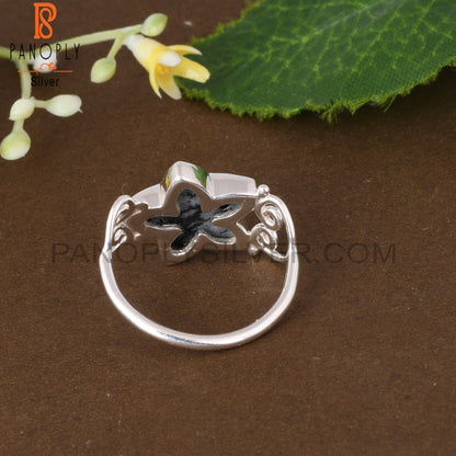 Snowflake Obsidian Star Shape 925 Sterling Silver Ring