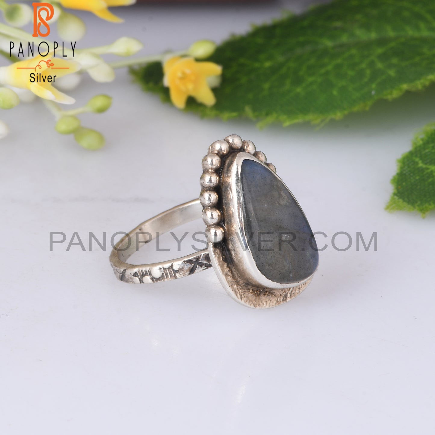 Labradorite 925 Sterling Silver Rough Ring