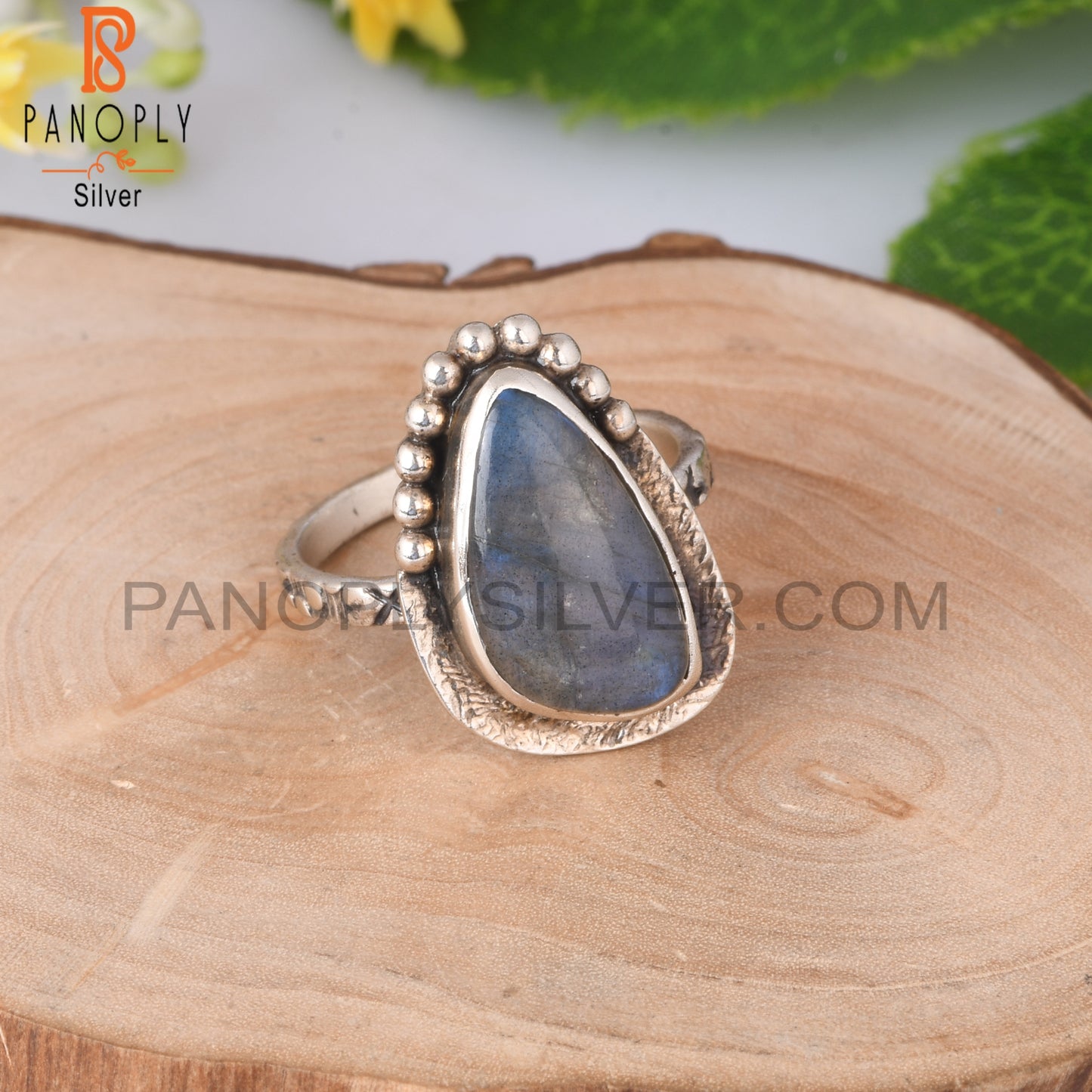 Labradorite 925 Sterling Silver Rough Ring