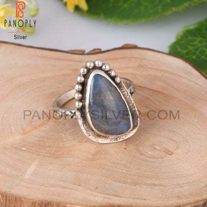 Labradorite 925 Sterling Silver Rough Ring