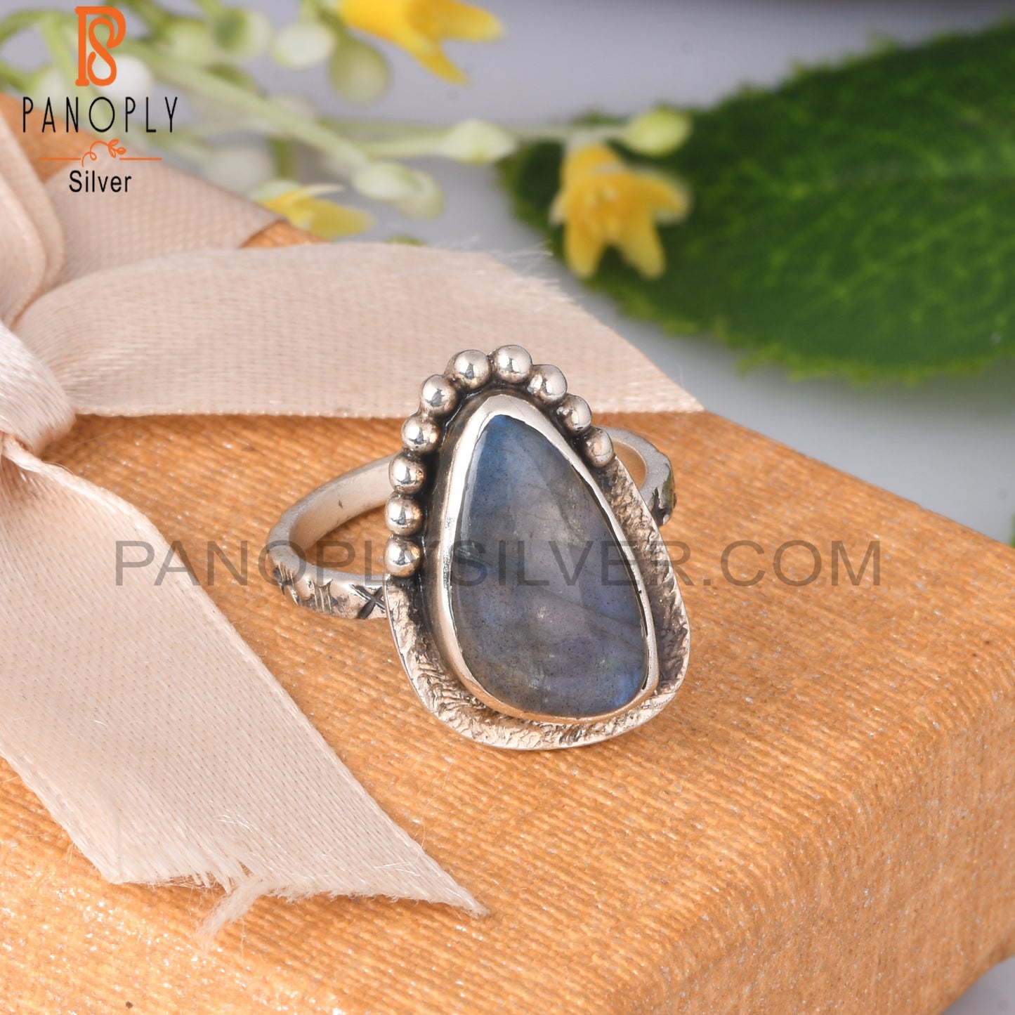 Labradorite 925 Sterling Silver Rough Ring