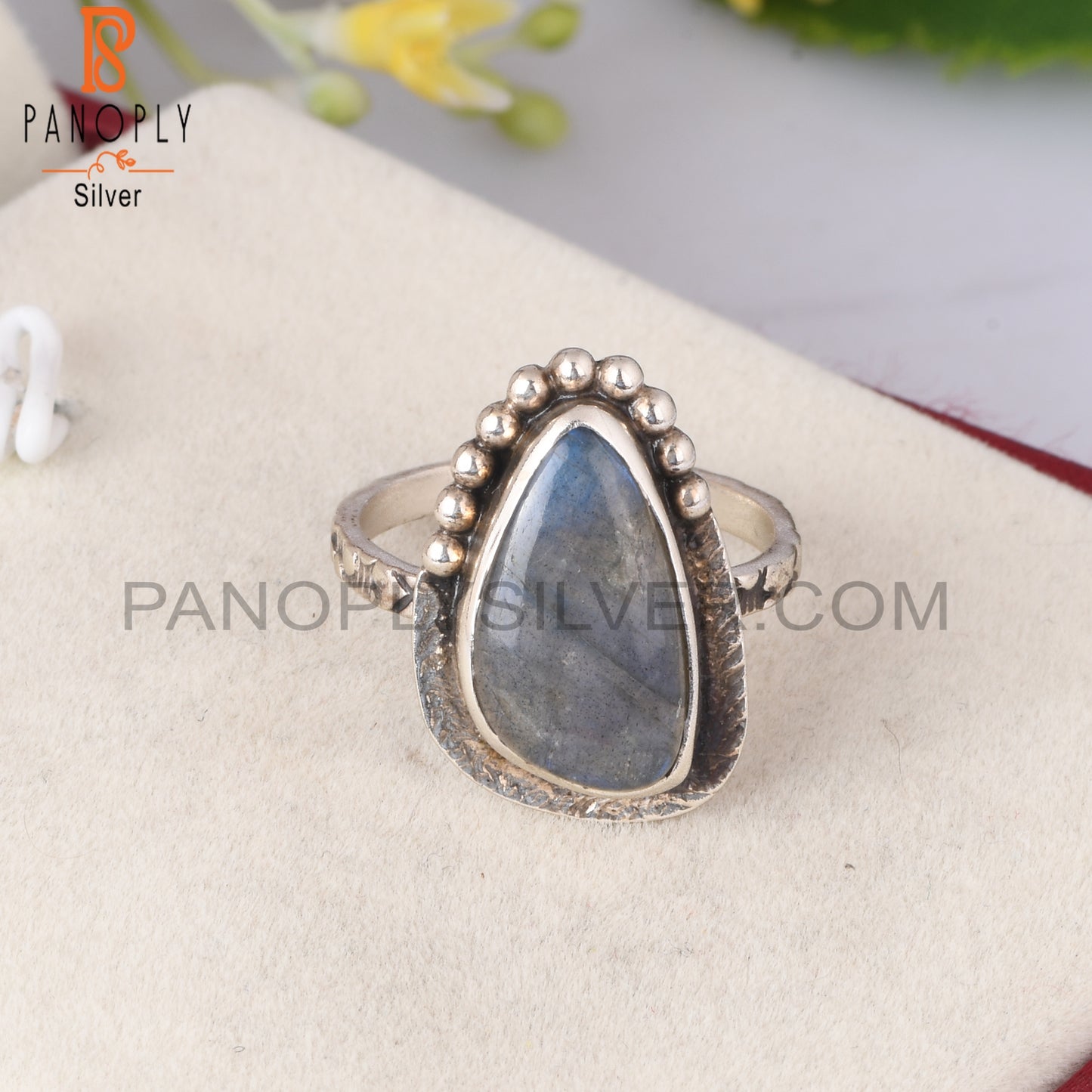 Labradorite 925 Sterling Silver Rough Ring