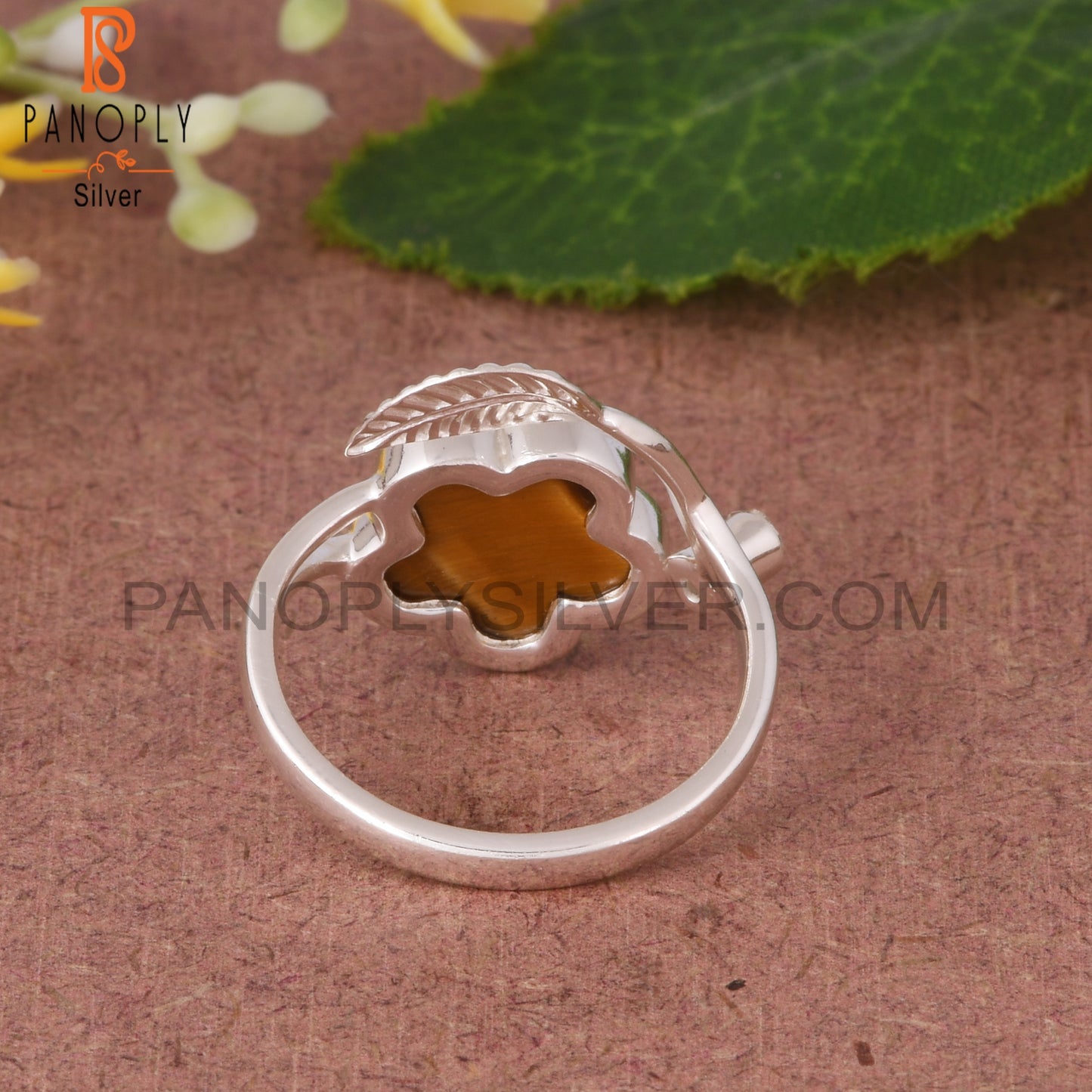 Tiger Eye Yellow & Cubic Zirconia 925 Sterling Silver Ring