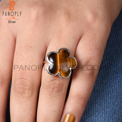 Sunflower Tiger Eye Yellow  925 Sterling Silver Ring