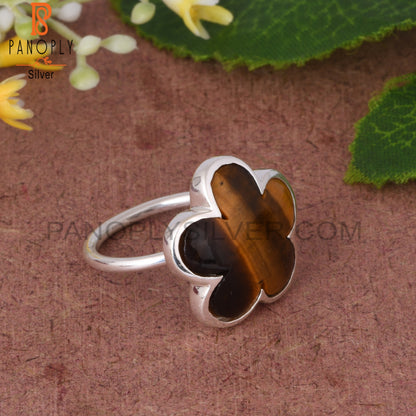 Sunflower Tiger Eye Yellow  925 Sterling Silver Ring