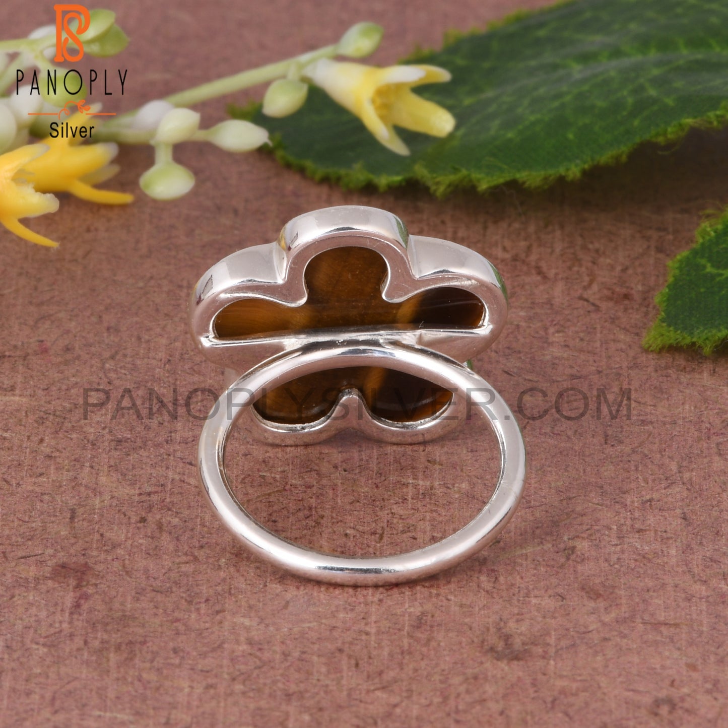 Sunflower Tiger Eye Yellow  925 Sterling Silver Ring