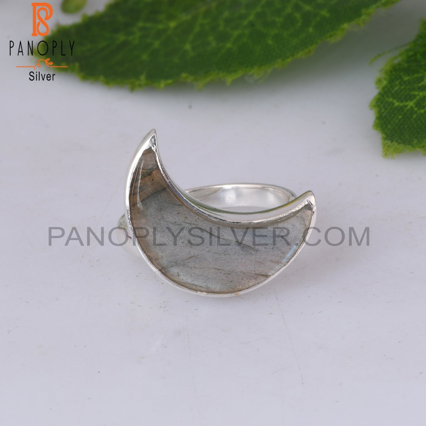 Labradorite Moon Shape 925 Sterling Silver Ring Gift For Mom