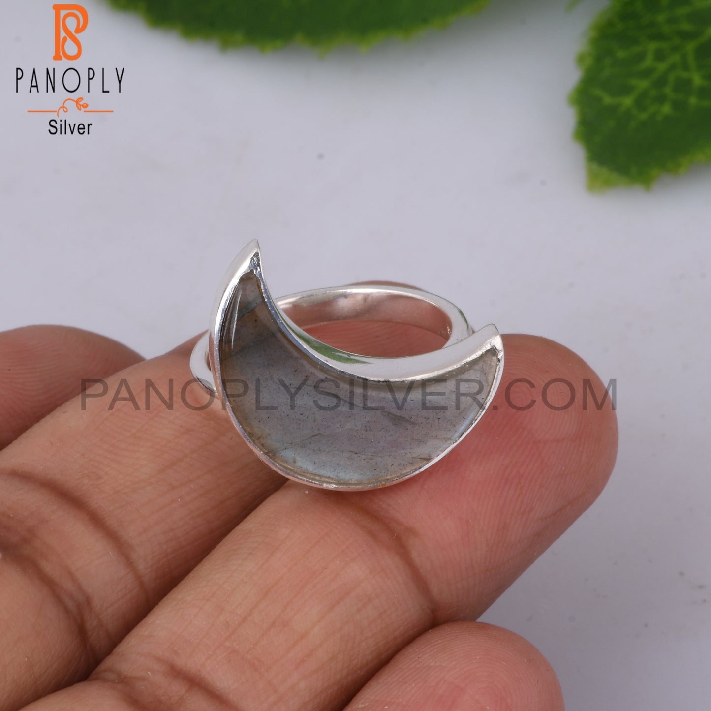 Labradorite Moon Shape 925 Sterling Silver Ring Gift For Mom