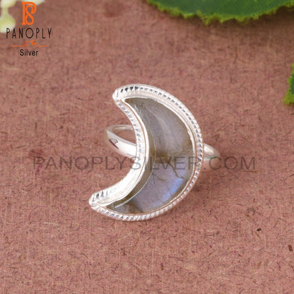Labradorite Moon 925 Sterling Silver Ring