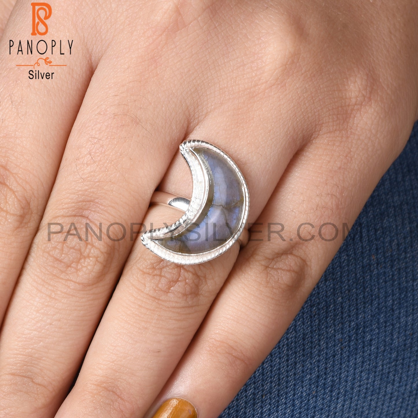 Labradorite Moon 925 Sterling Silver Ring