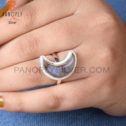 Labradorite Moon 925 Sterling Silver Ring