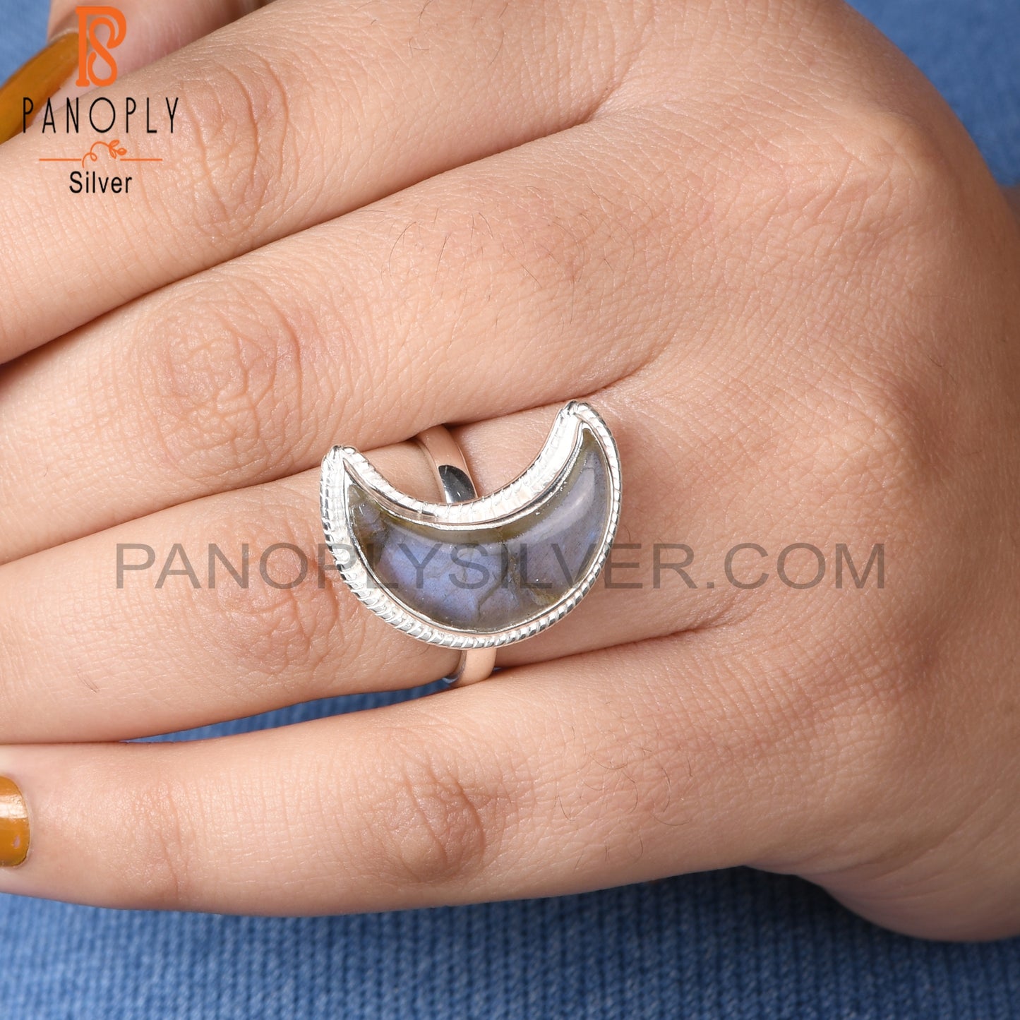 Labradorite Moon 925 Sterling Silver Ring