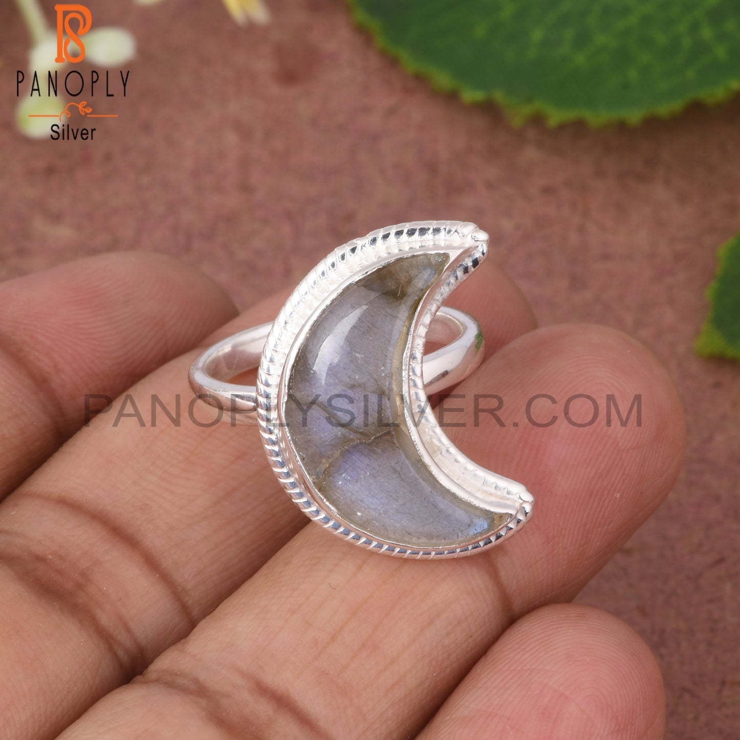 Labradorite Moon 925 Sterling Silver Ring