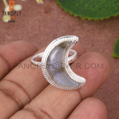 Labradorite Moon 925 Sterling Silver Ring