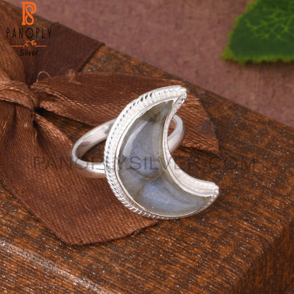 Labradorite Moon 925 Sterling Silver Ring