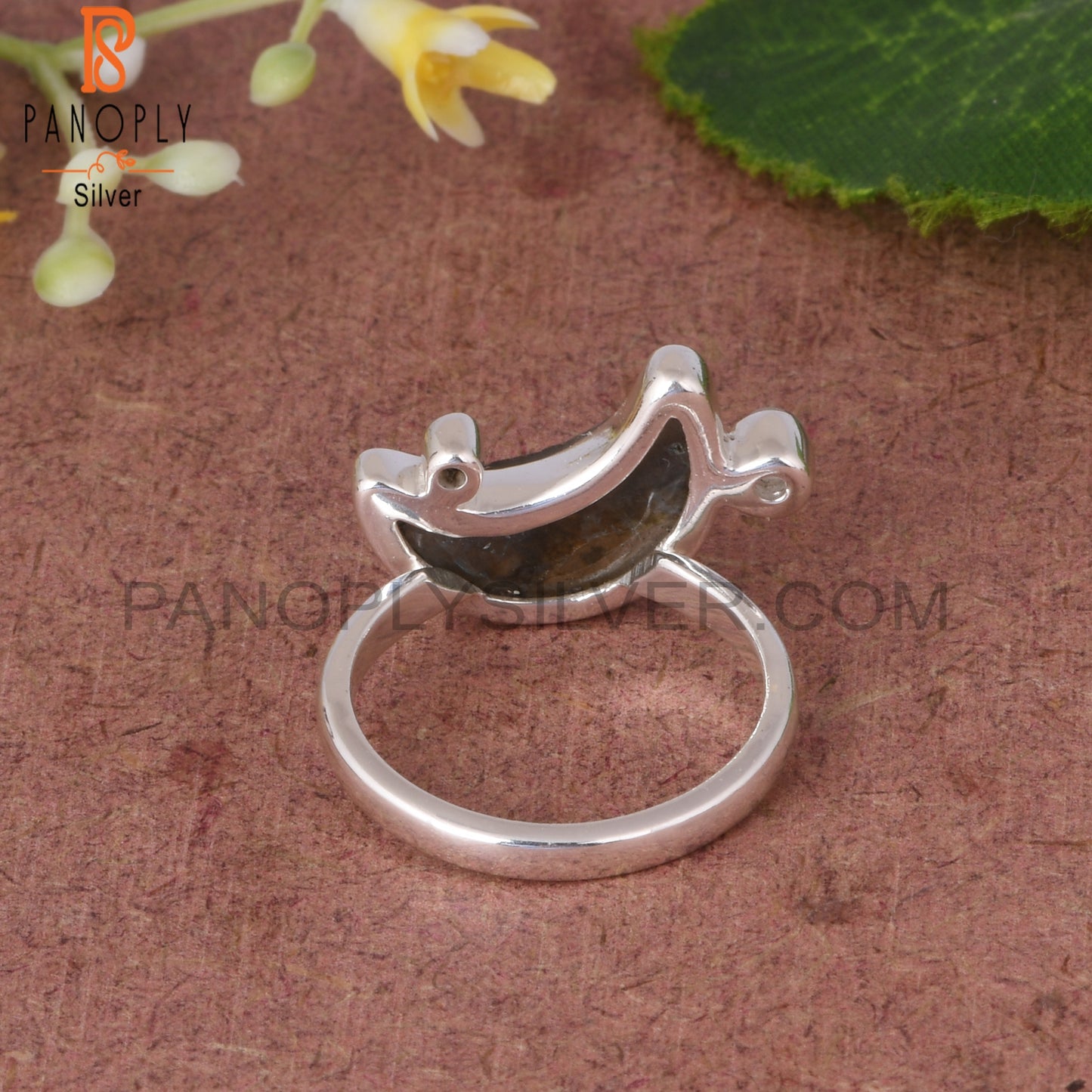 Rainbow Moonstone & Labradorite 925 Silver Moon Ring