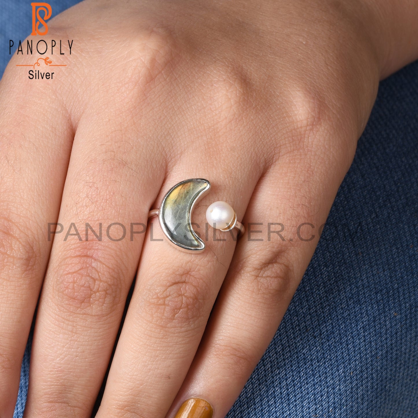 Pearl & Labradorite 925 Sterling Silver Ring