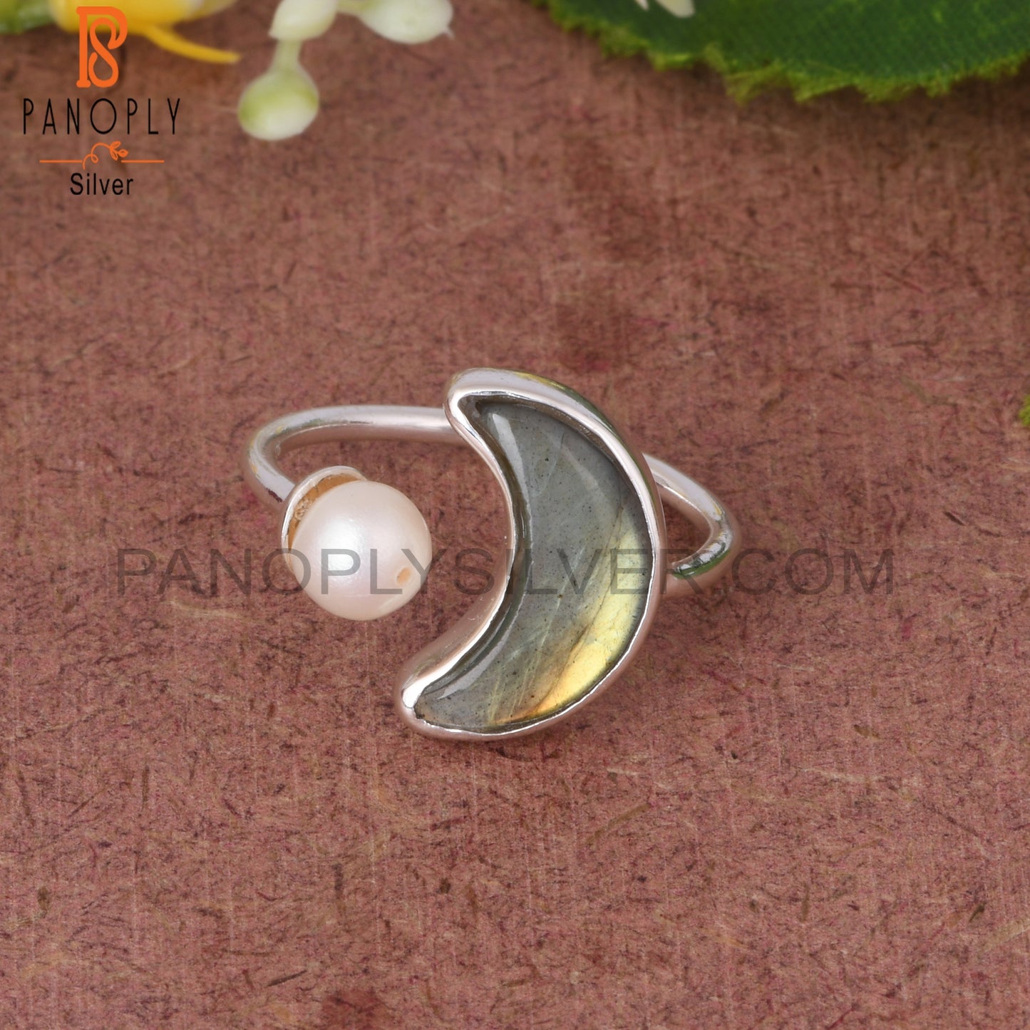 Pearl & Labradorite 925 Sterling Silver Ring