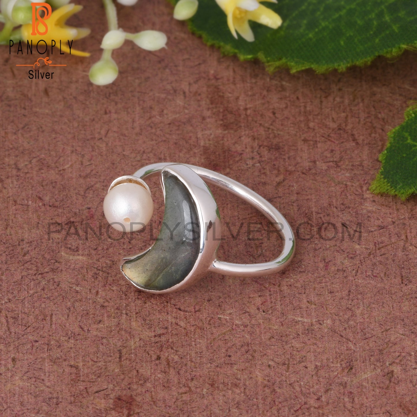 Pearl & Labradorite 925 Sterling Silver Ring
