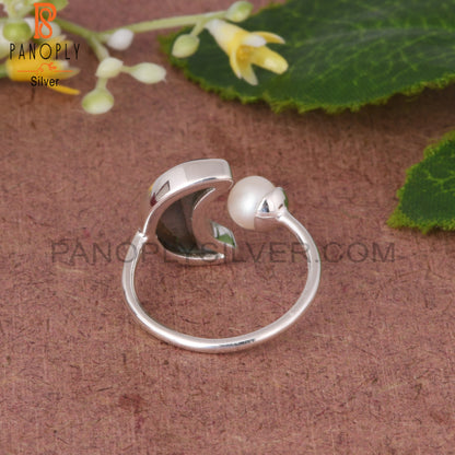 Pearl & Labradorite 925 Sterling Silver Ring