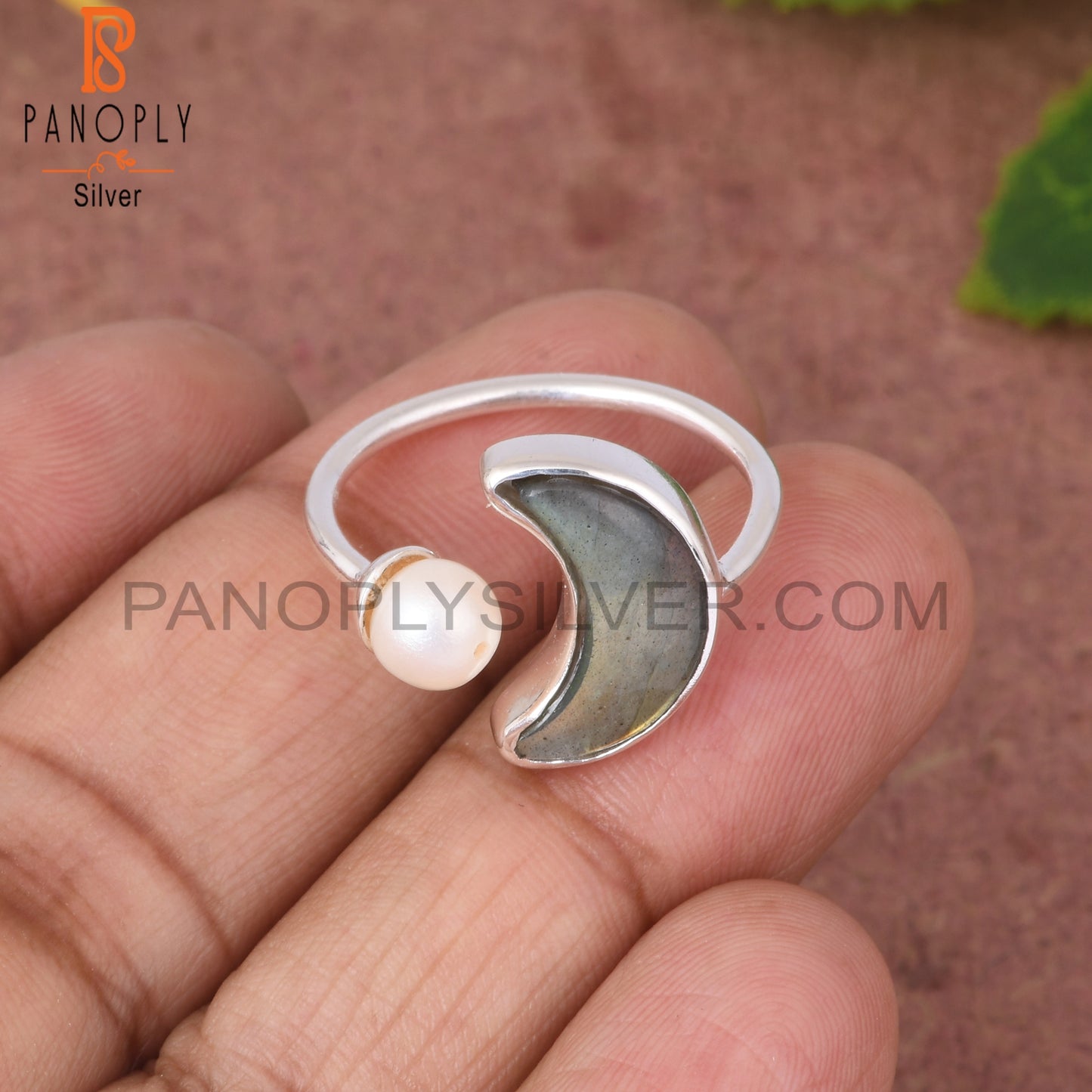 Pearl & Labradorite 925 Sterling Silver Ring