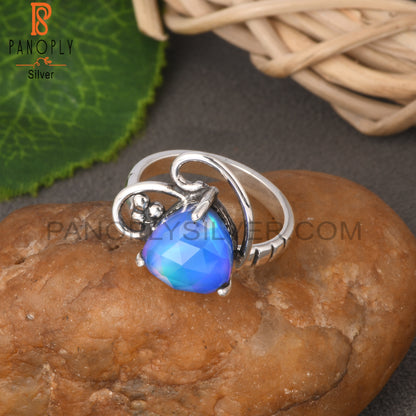 Aurora Opal Blue 925 Sterling Silver Ring