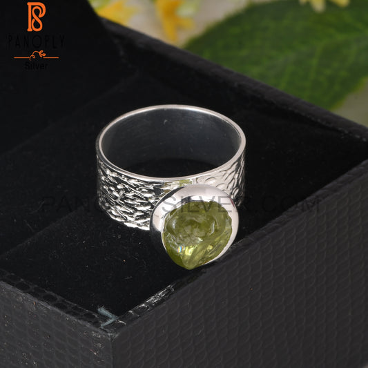 Spinner Peridot Rough 925 Sterling Silver Ring