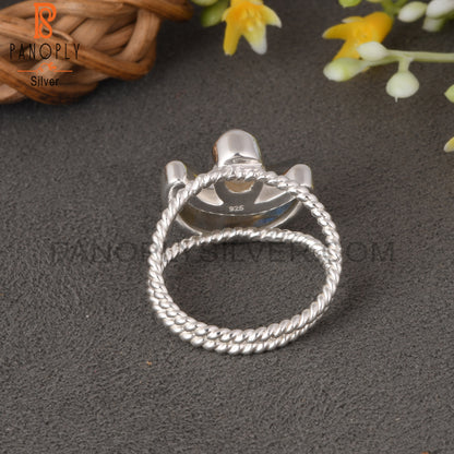Twist Moon Rainbow Moonstone & Labradorite 925 Silver Ring