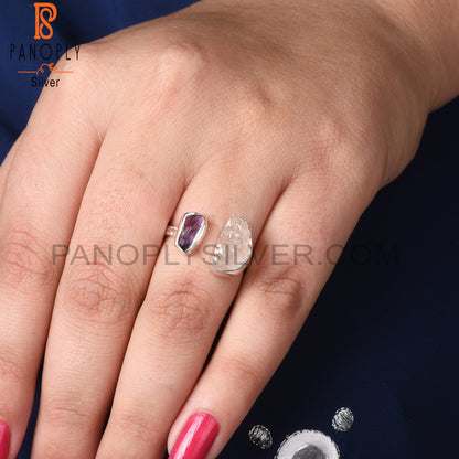 Rose Quartz & Amethyst 925 Sterling Silver Ring