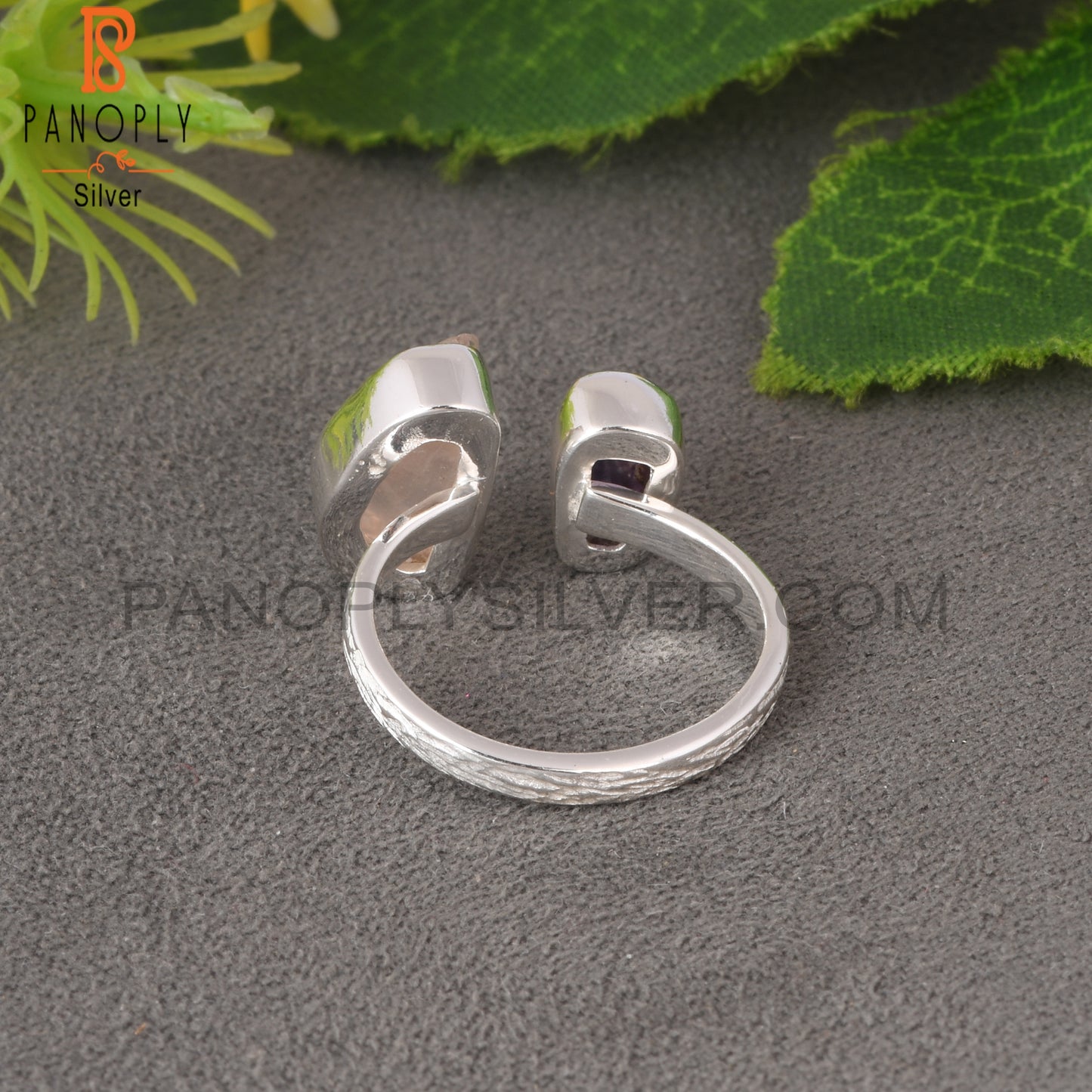 Rose Quartz & Amethyst 925 Sterling Silver Ring