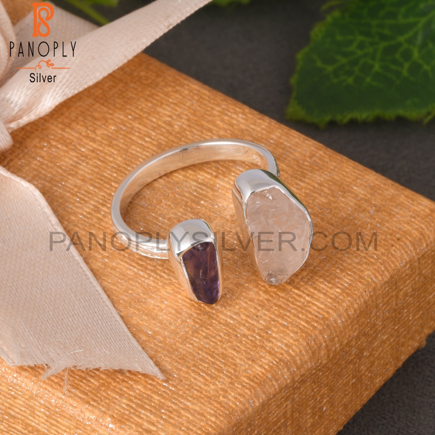 Rose Quartz & Amethyst 925 Sterling Silver Ring