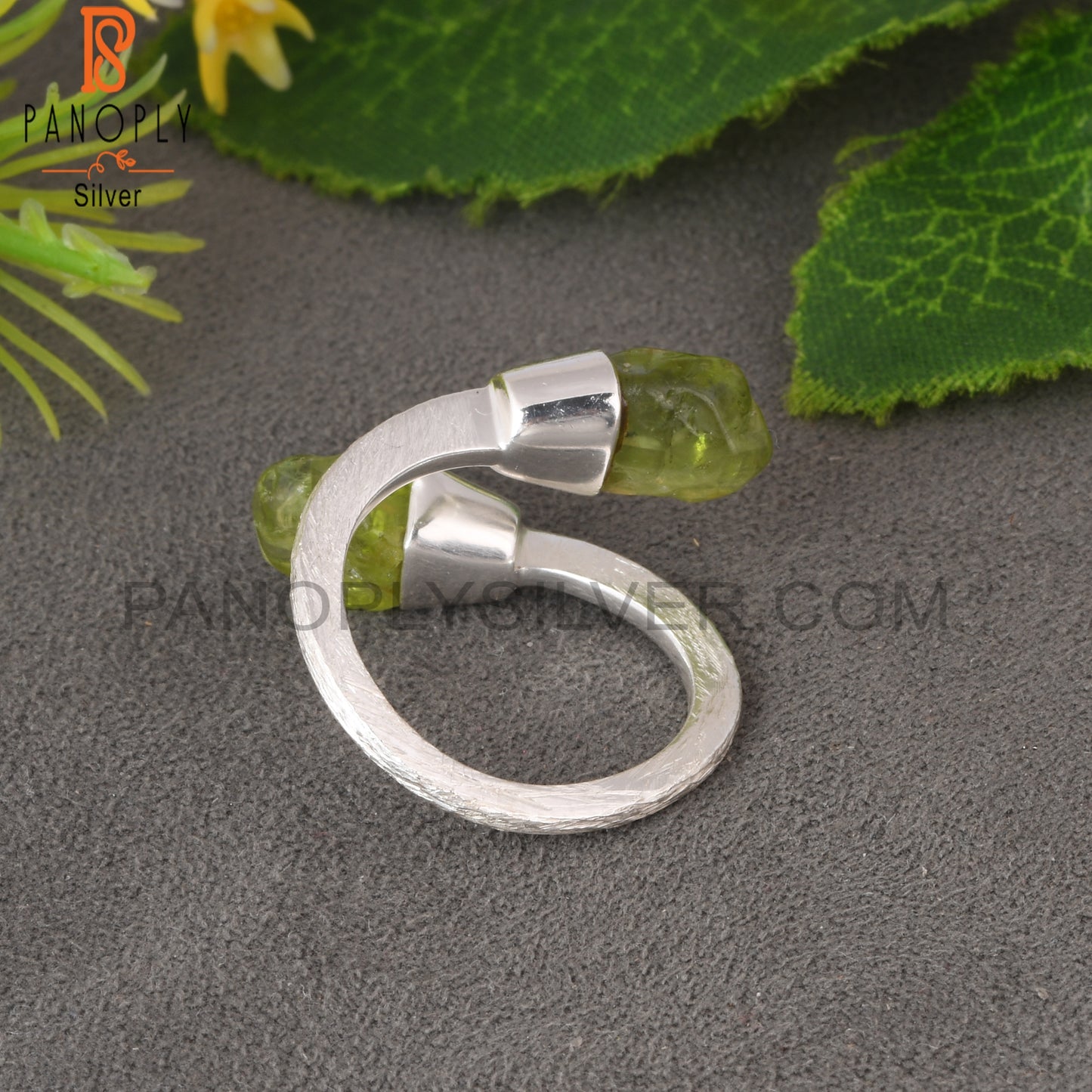 ByPass Drop Peridot Rough 925 Sterling Silver Ring