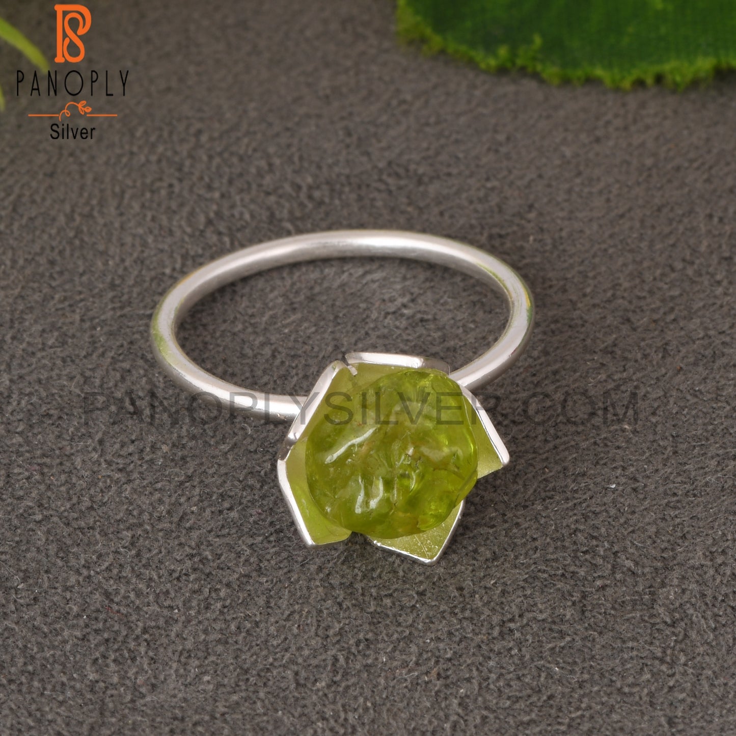 Peridot Rough 925 Sterling Silver Lotus Ring