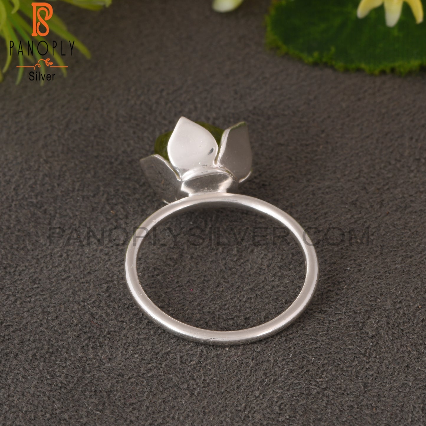 Peridot Rough 925 Sterling Silver Lotus Ring